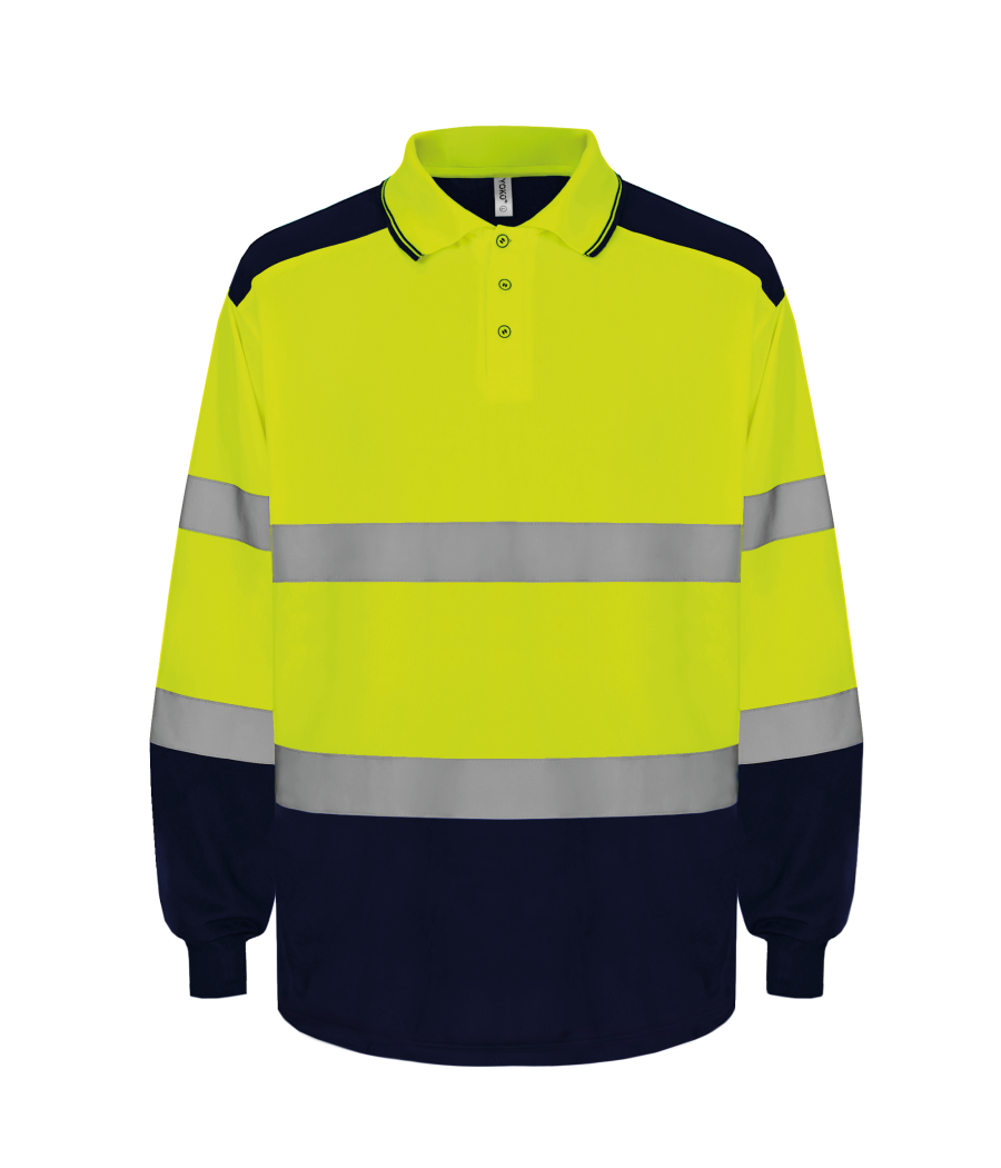 Polo bicolore manches longues haute visibilité