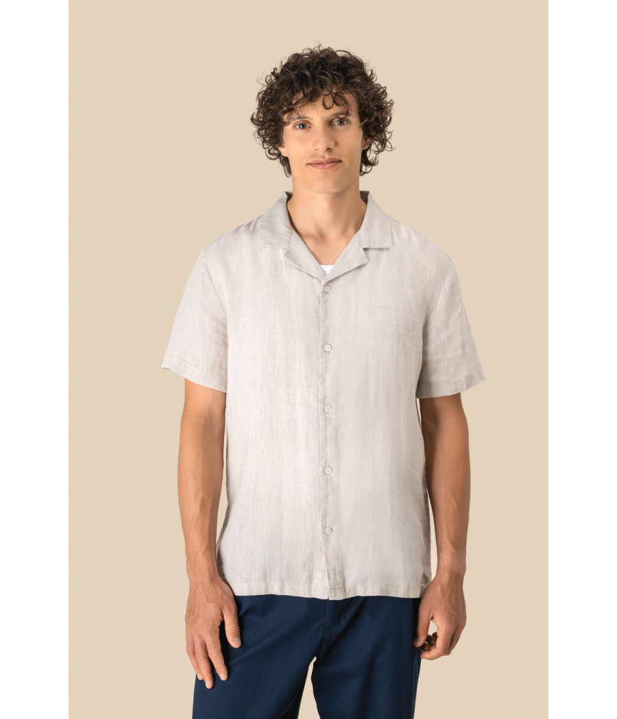 Chemise à col bowling en lin homme