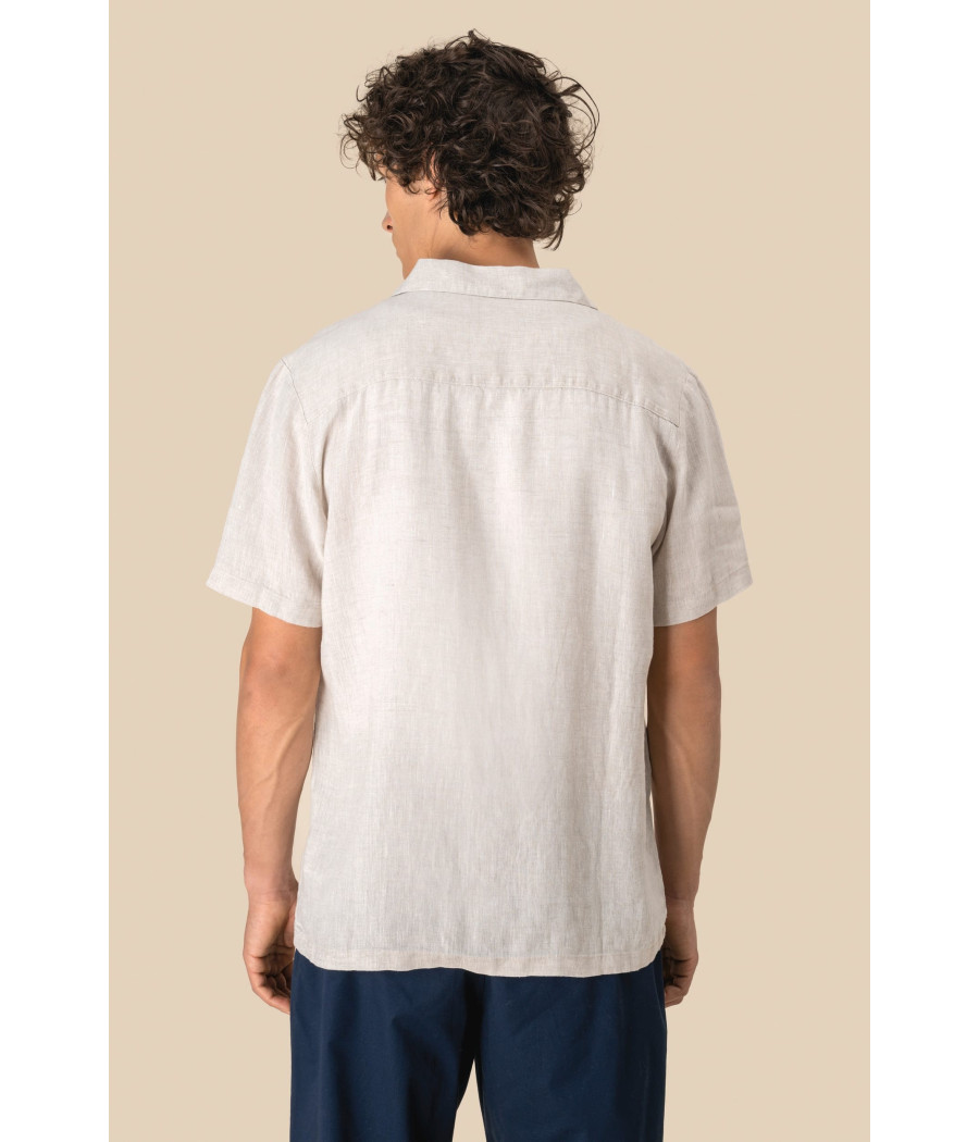 Chemise à col bowling en lin homme