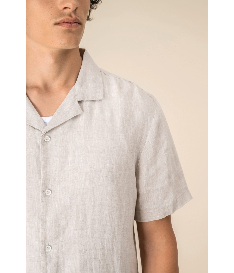 Chemise à col bowling en lin homme
