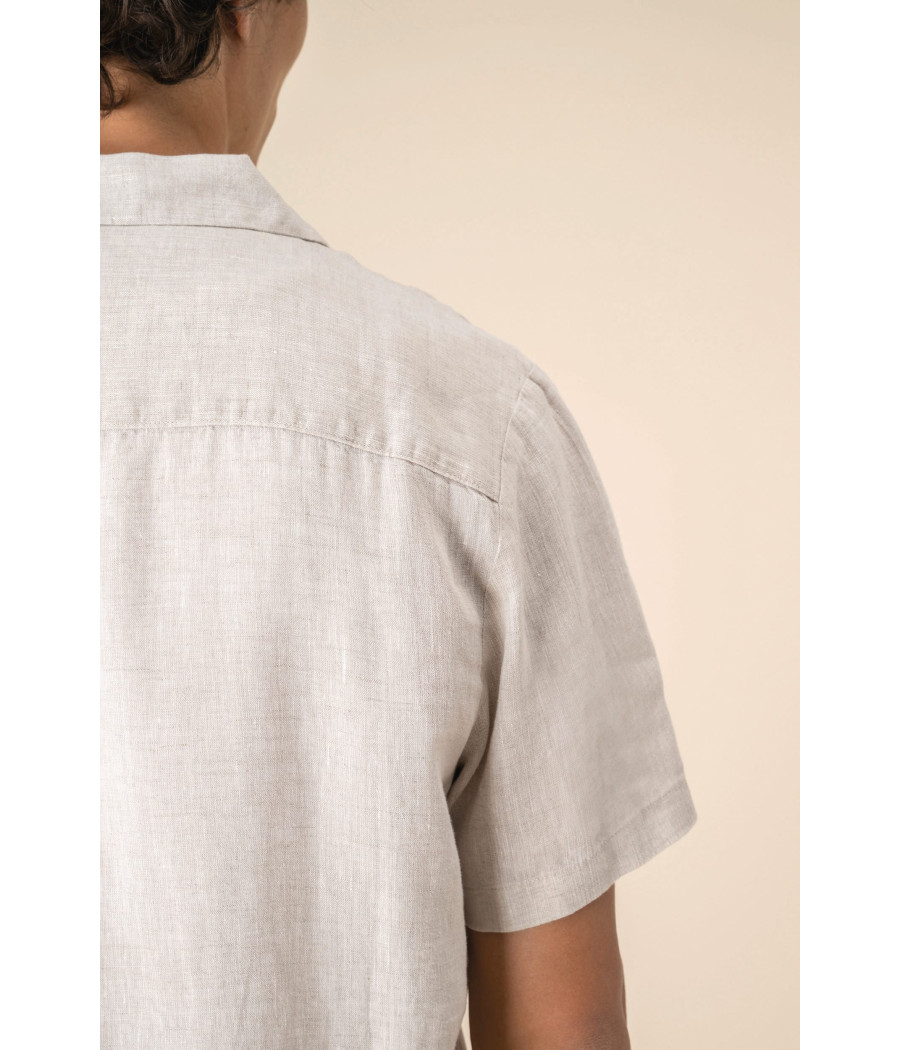 Chemise à col bowling en lin homme
