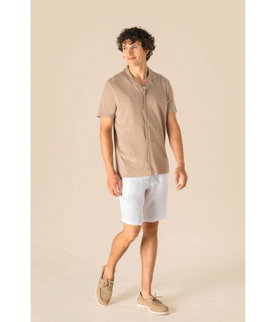 Chemise écoresponsable à col bowling délavée en jersey manches courtes homme