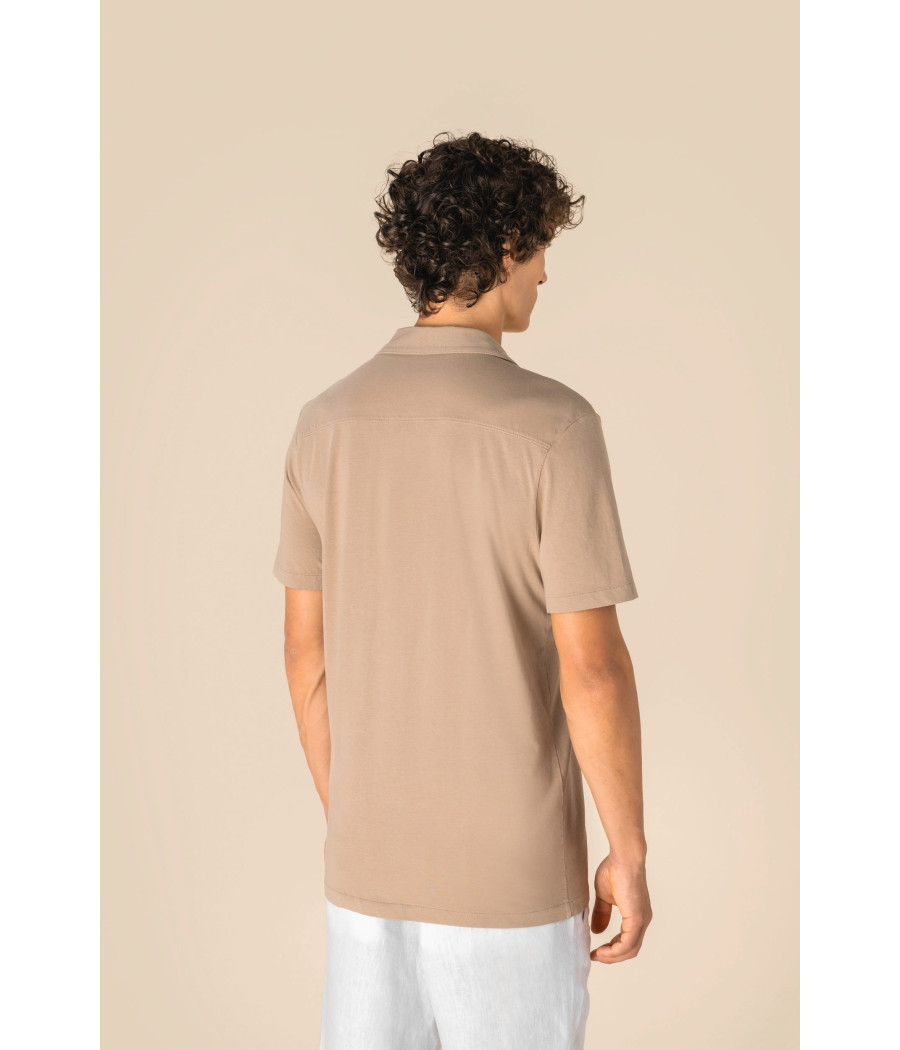 Chemise écoresponsable à col bowling délavée en jersey manches courtes homme