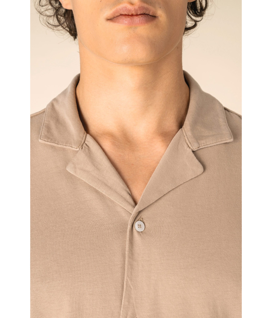 Chemise écoresponsable à col bowling délavée en jersey manches courtes homme