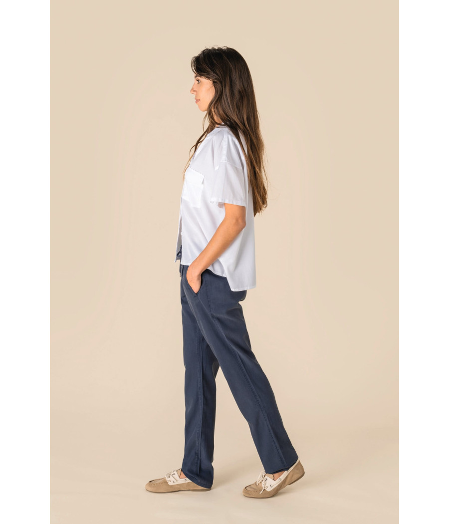 Pantalon écoresponsable délavé en lyocell femme