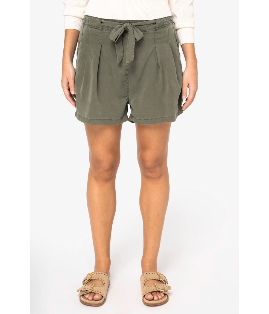 Short écoresponsable délavé en lyocell femme