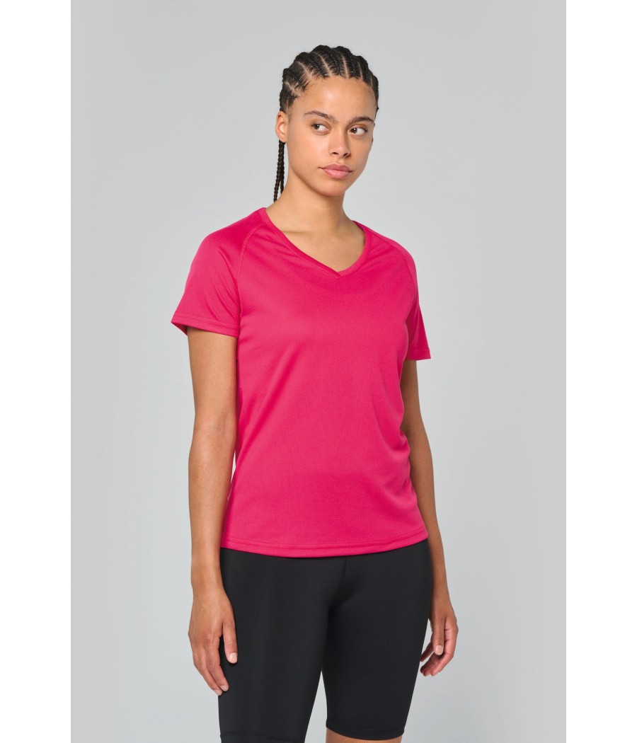 T-shirt de sport manches courtes col v femme