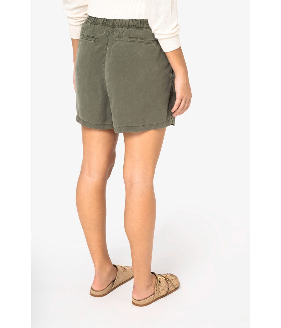Short écoresponsable délavé en lyocell femme