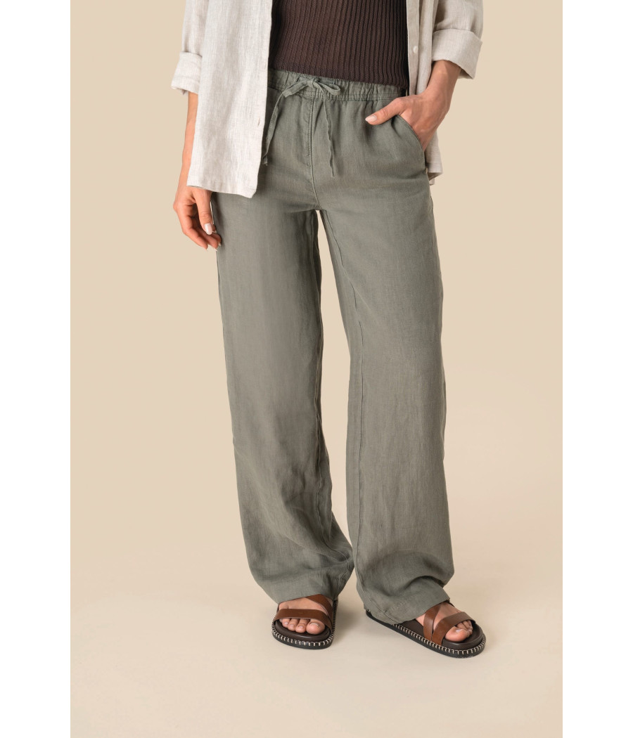 Pantalon délavé en lin femme