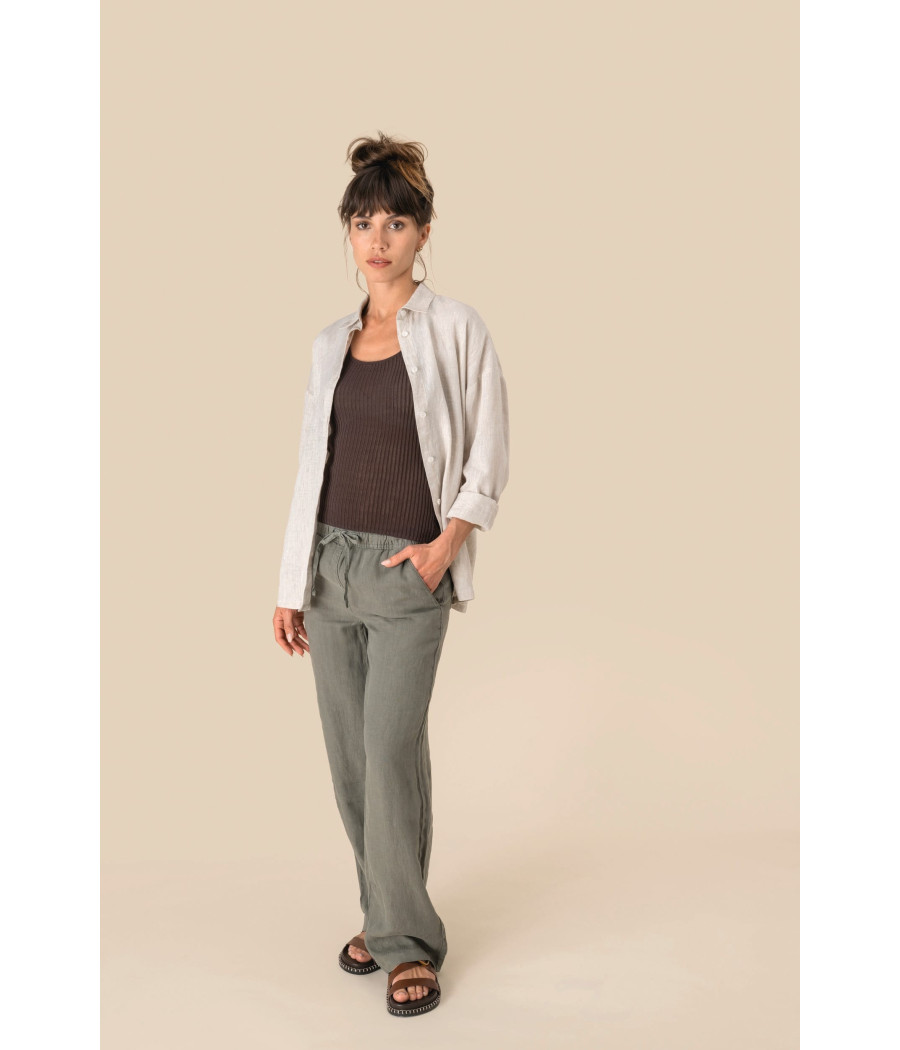 Pantalon délavé en lin femme