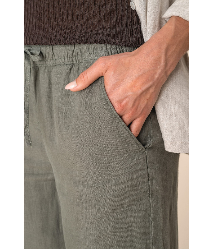 Pantalon délavé en lin femme
