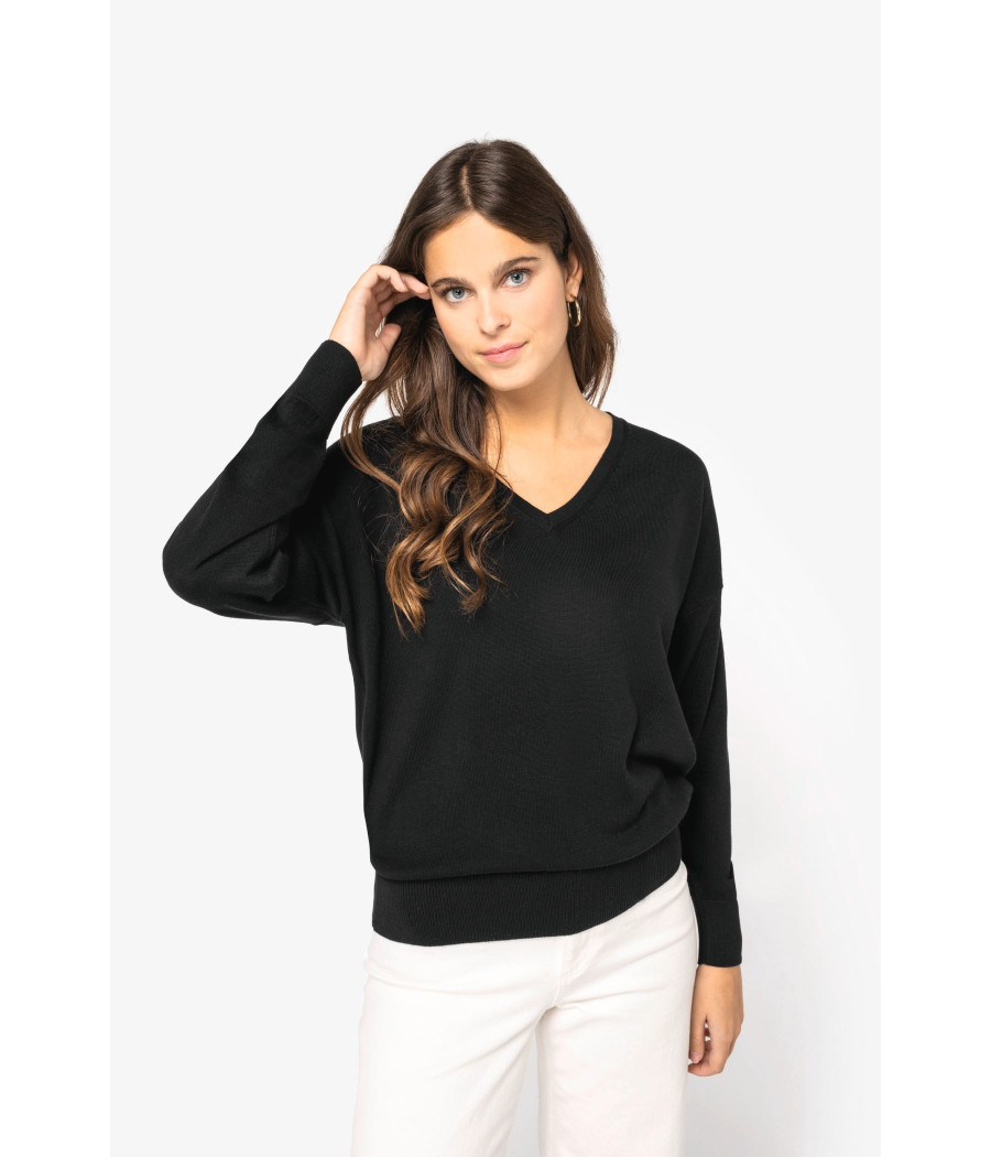 Pull écoresponsable col V en lyocell femme