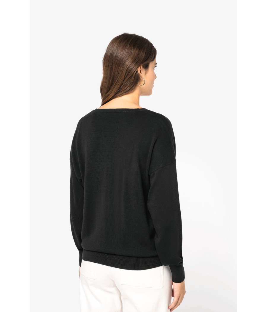 Pull écoresponsable col V en lyocell femme