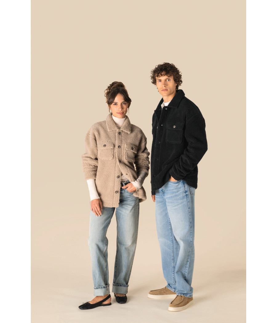 Surchemise à épaules tombantes en sherpa unisexe