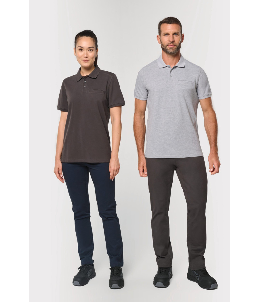 Polo unisexe écoresponsable avec poche poitrine