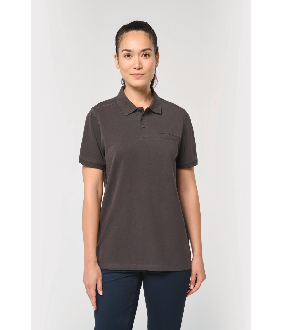 Polo unisexe écoresponsable avec poche poitrine