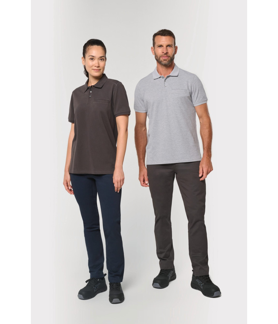 Polo unisexe écoresponsable avec poche poitrine