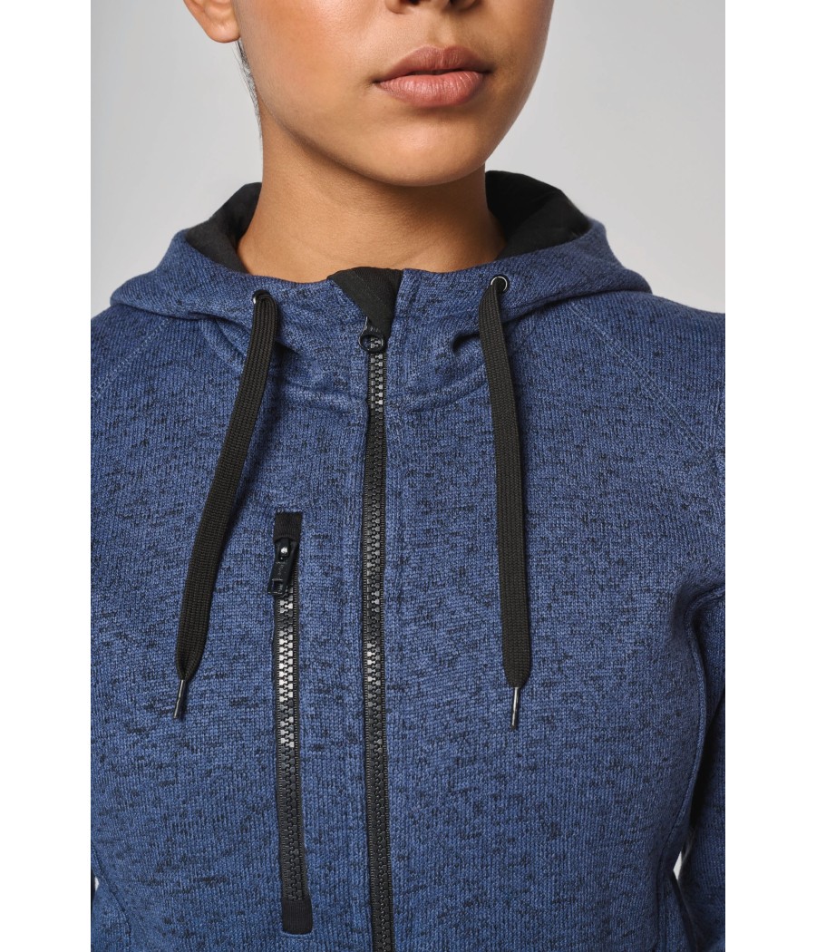 Veste à capuche chinée femme