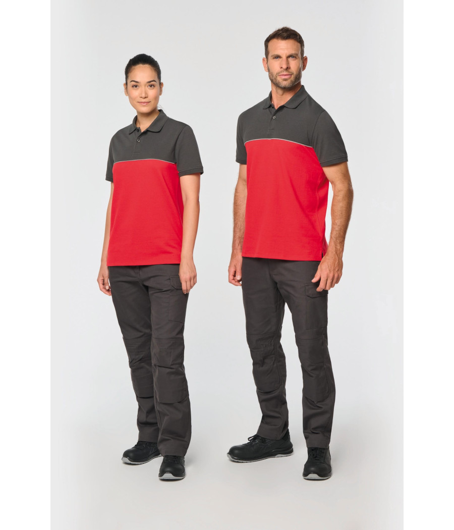 Polo bicolore écoresponsable manches courtes unisexe