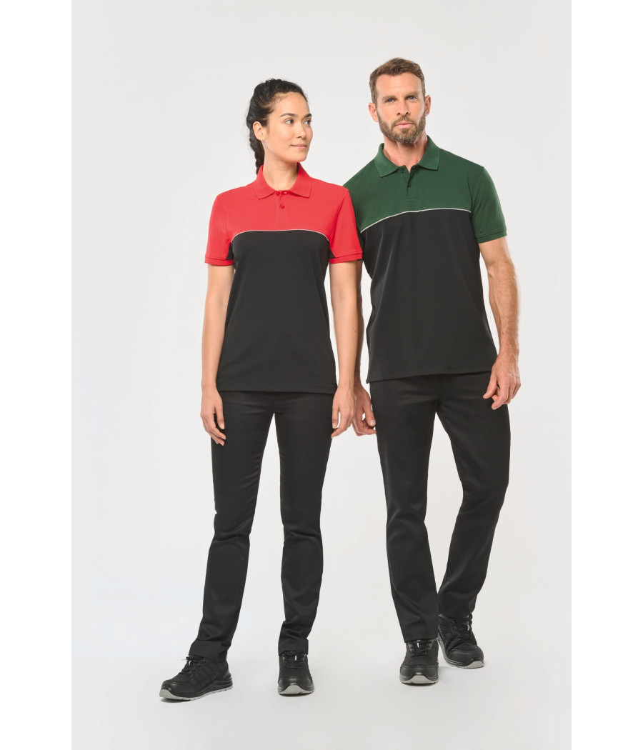 Polo bicolore écoresponsable manches courtes unisexe