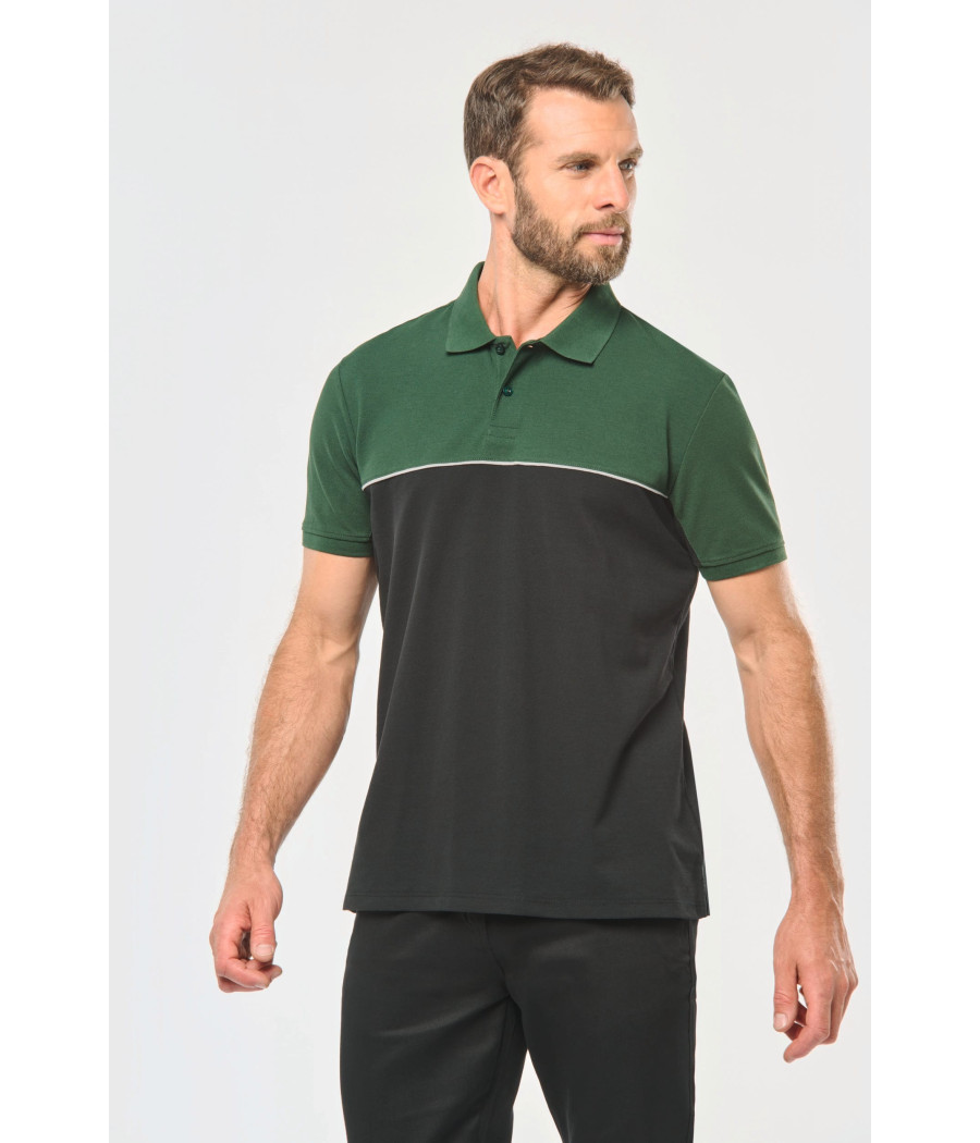 Polo bicolore écoresponsable manches courtes unisexe