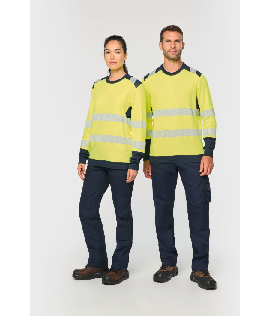 T-shirt de sécurité recyclé col rond manches longues unisexe