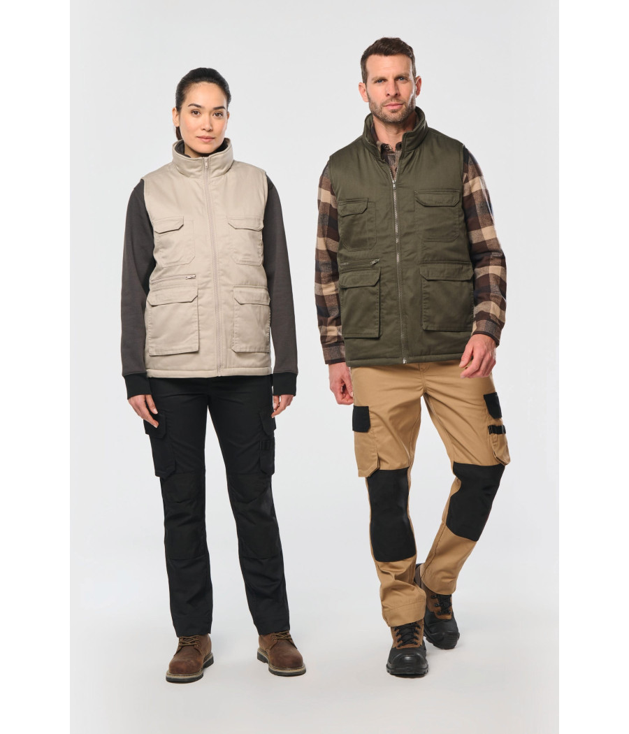 Gilet polycoton multipoches rembourré unisexe