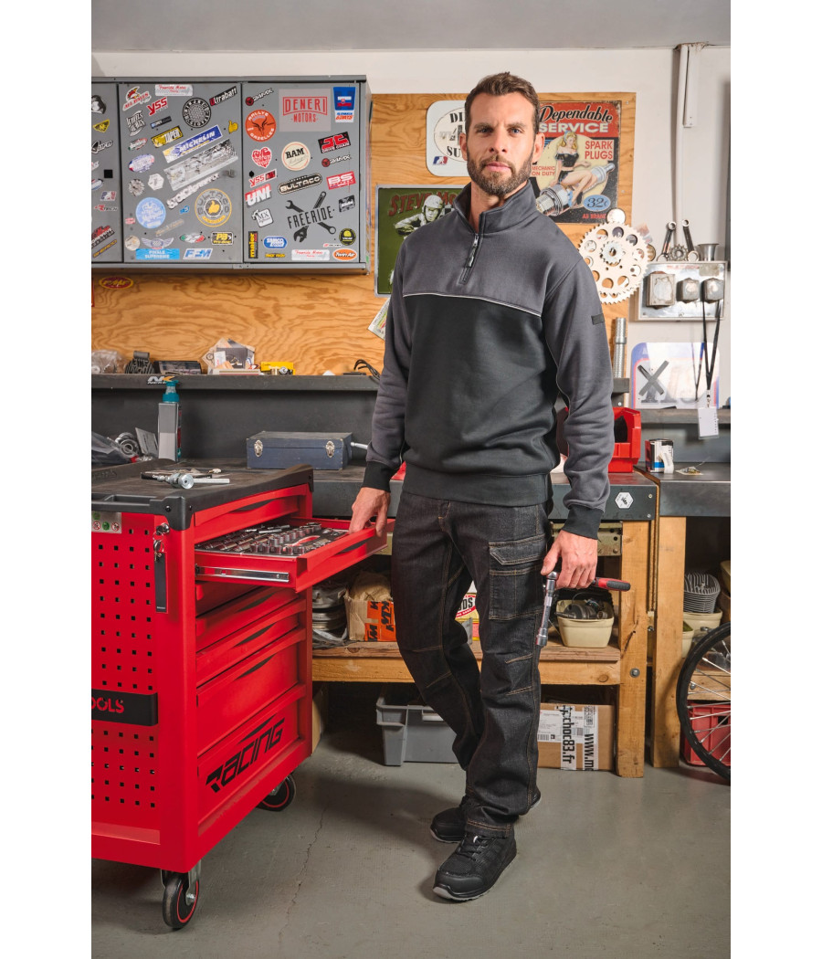 Sweat-shirt écoresponsable col zippé unisexe