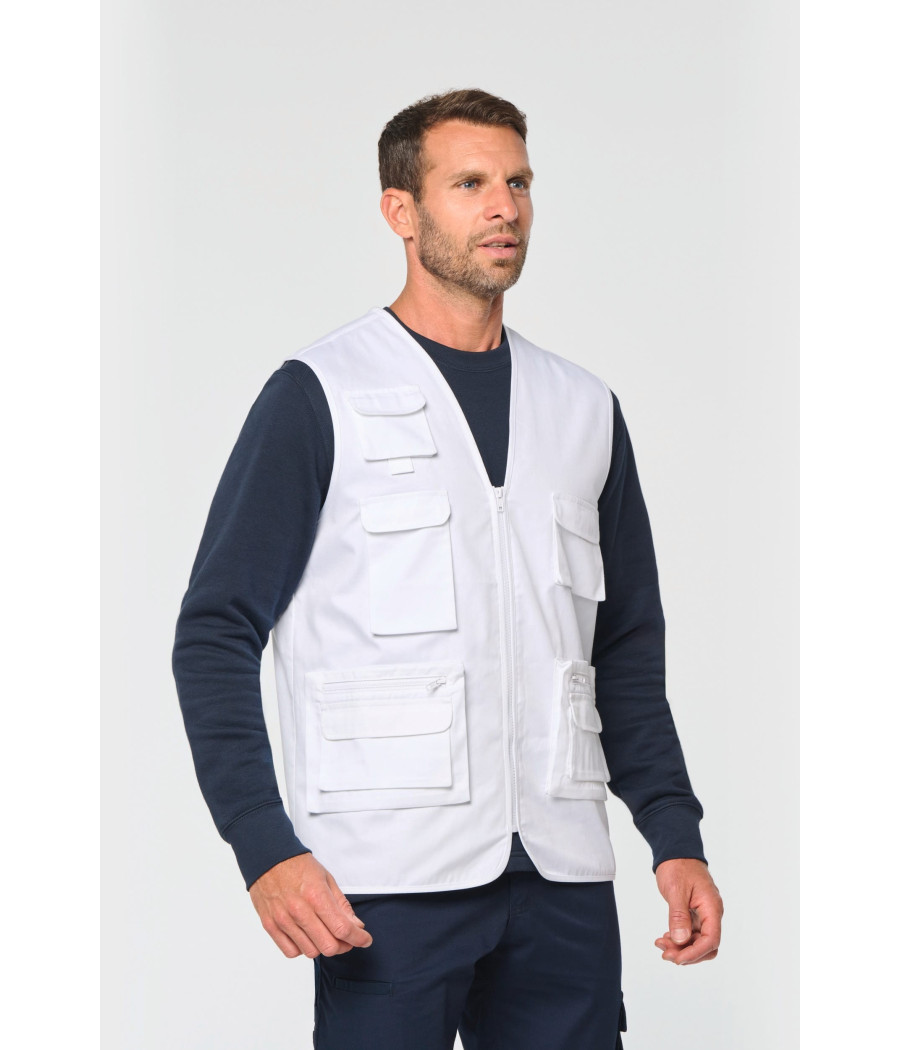 Gilet polycoton multipoches doublé unisexe