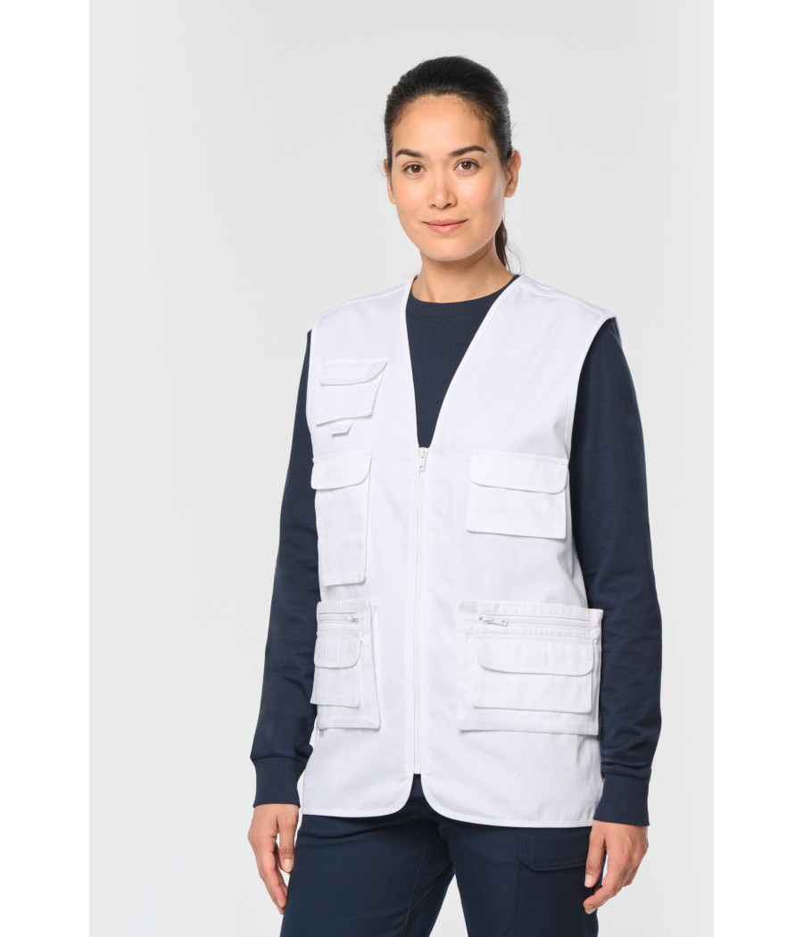 Gilet polycoton multipoches doublé unisexe