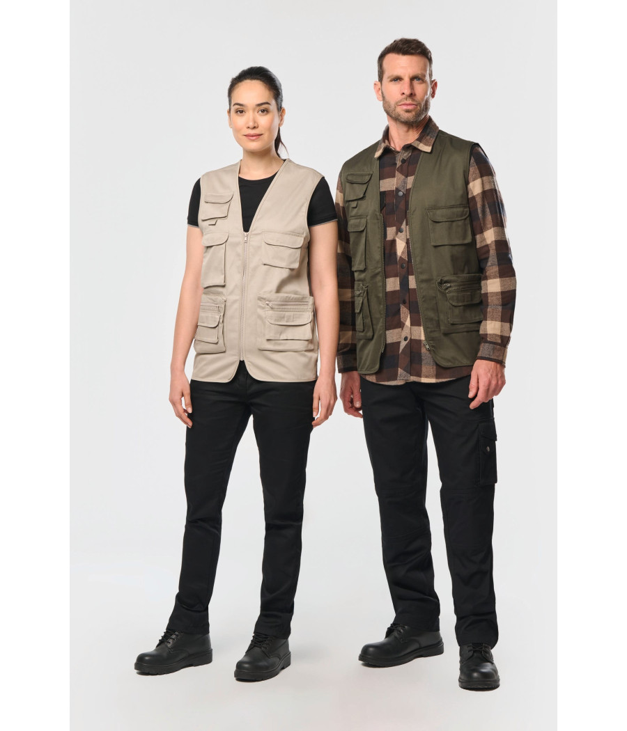 Gilet polycoton multipoches doublé unisexe