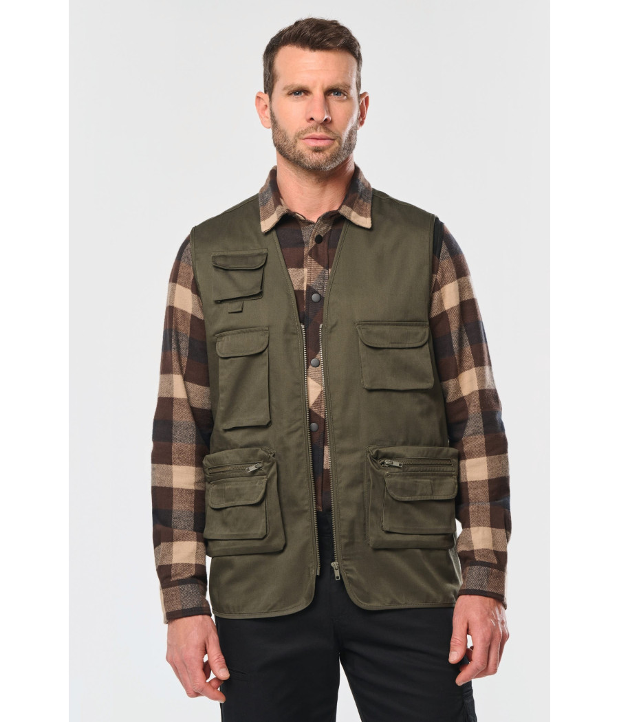 Gilet polycoton multipoches doublé unisexe