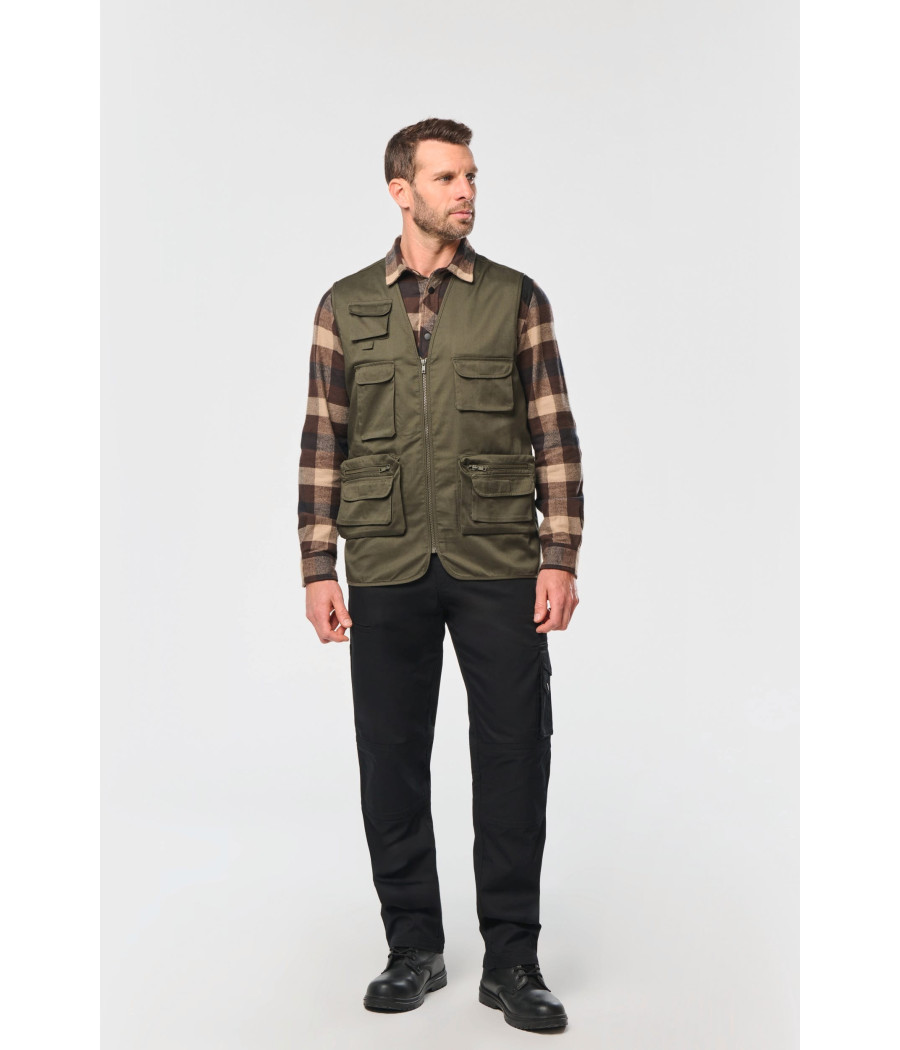 Gilet polycoton multipoches doublé unisexe