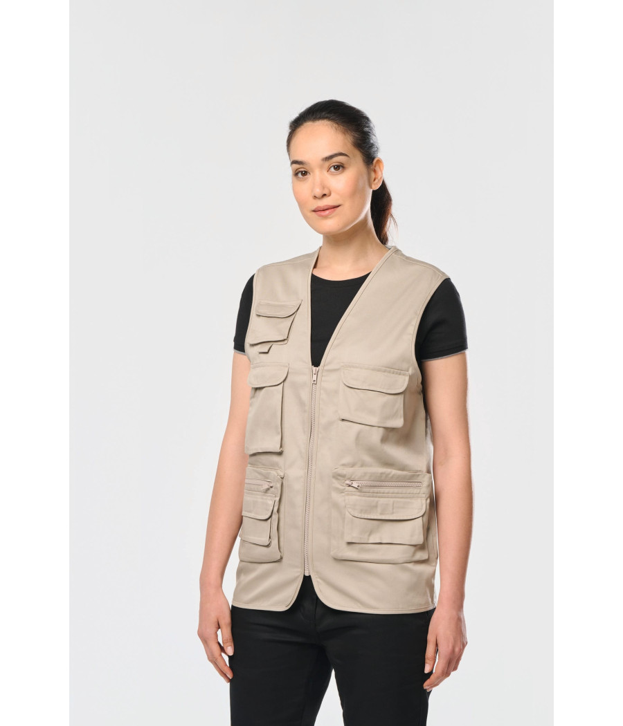 Gilet polycoton multipoches doublé unisexe