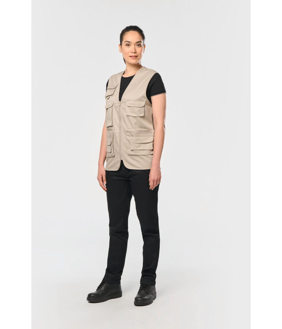 Gilet polycoton multipoches doublé unisexe