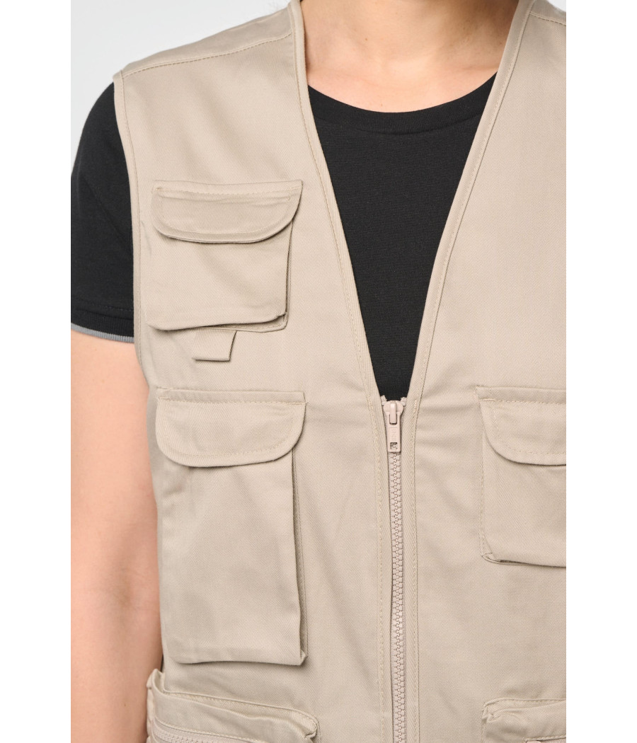 Gilet polycoton multipoches doublé unisexe