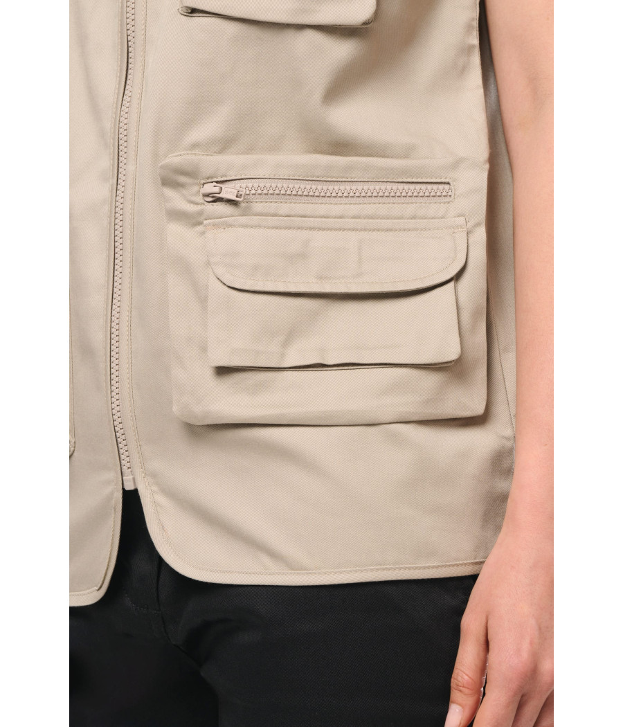Gilet polycoton multipoches doublé unisexe