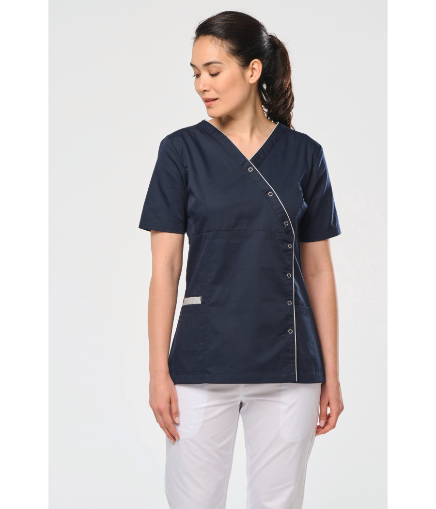Blouse polycoton avec boutons-pression femme