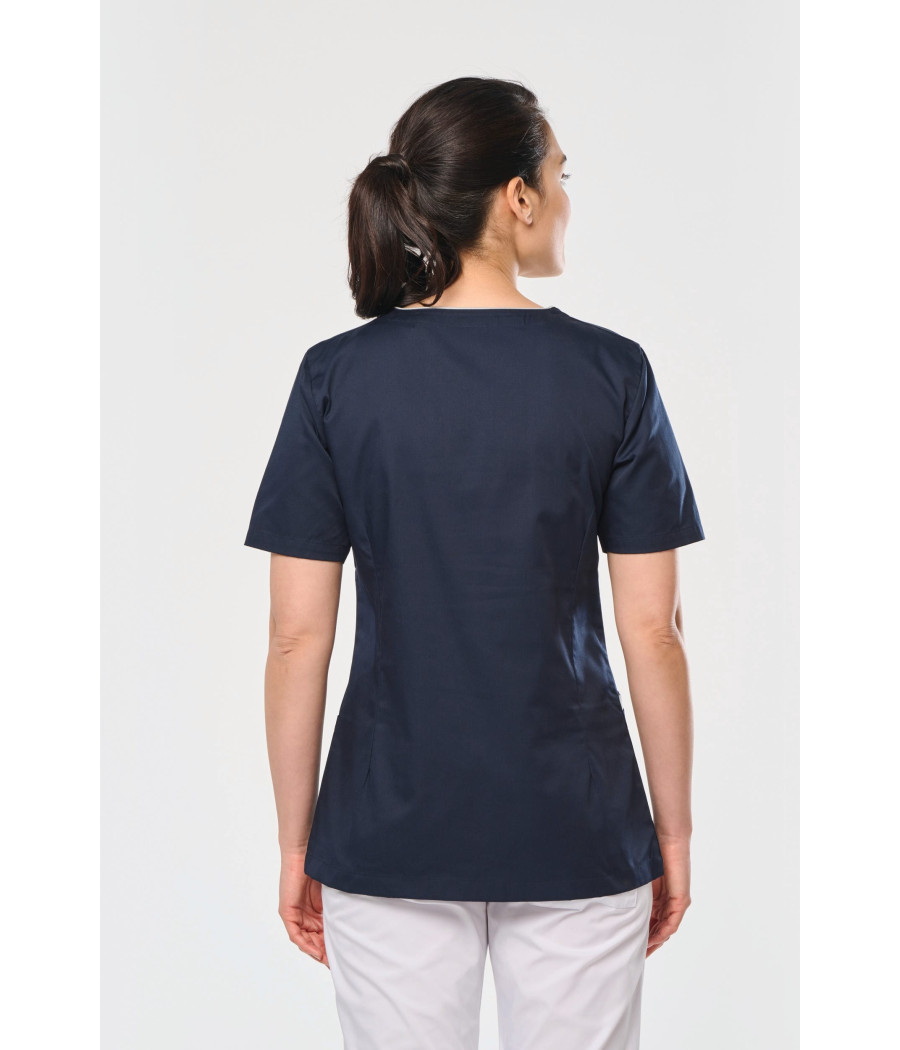 Blouse polycoton avec boutons-pression femme