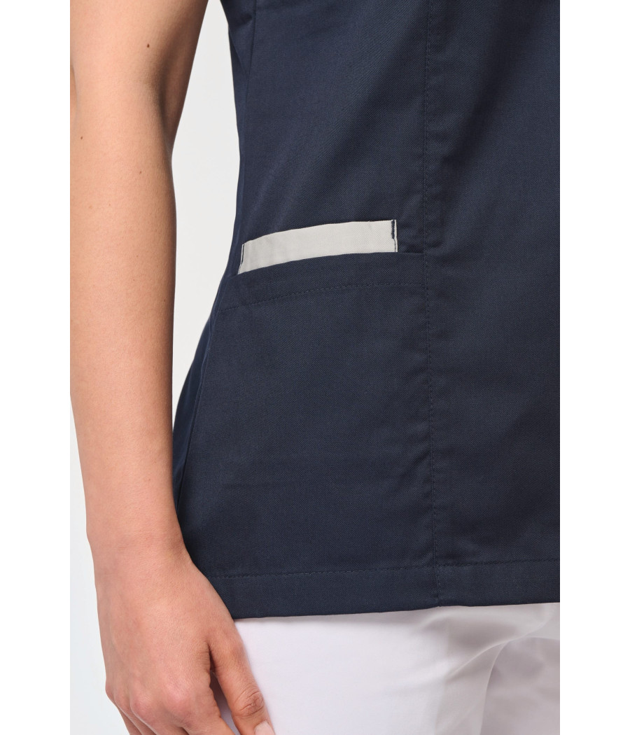 Blouse polycoton avec boutons-pression femme