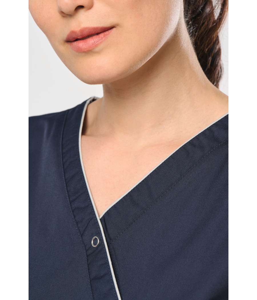 Blouse polycoton avec boutons-pression femme