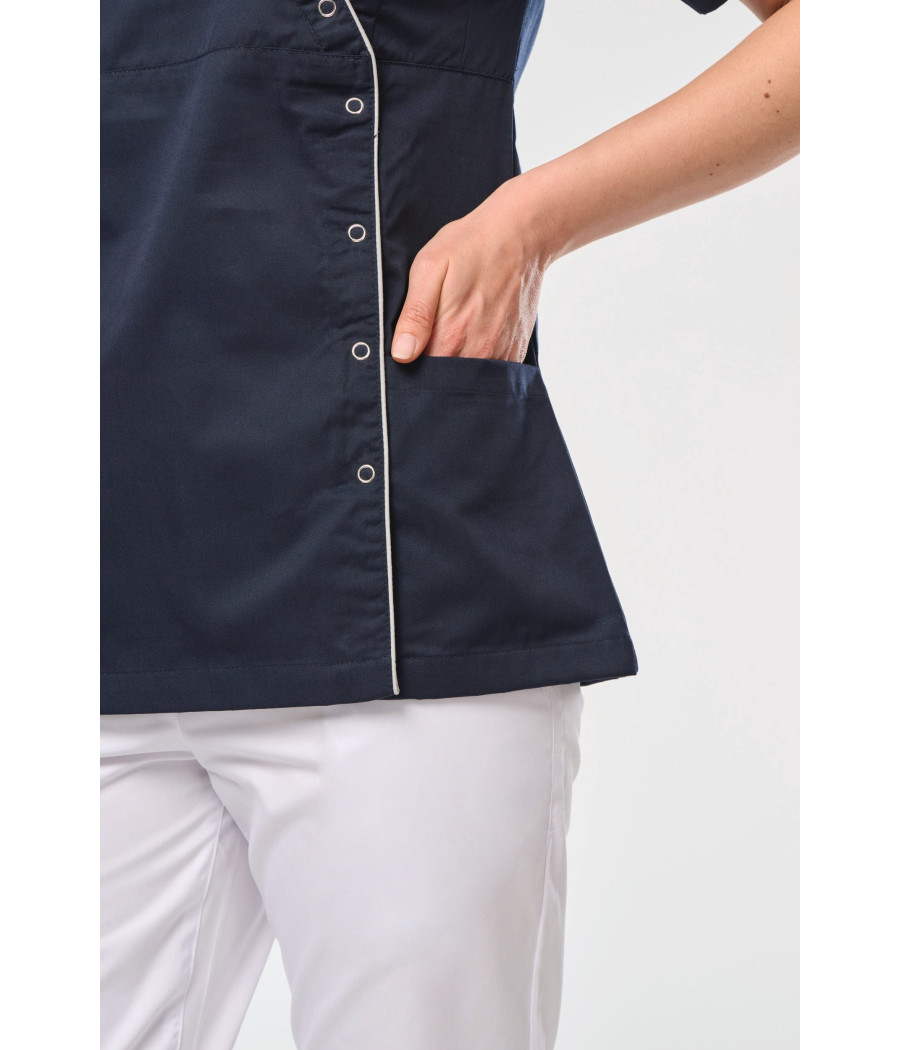 Blouse polycoton avec boutons-pression femme