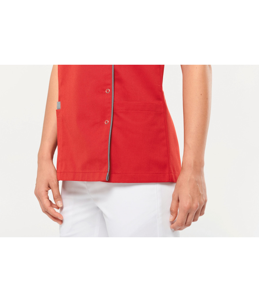 Blouse polycoton avec boutons-pression femme