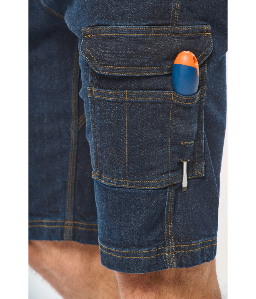 Bermuda denim multipoches homme