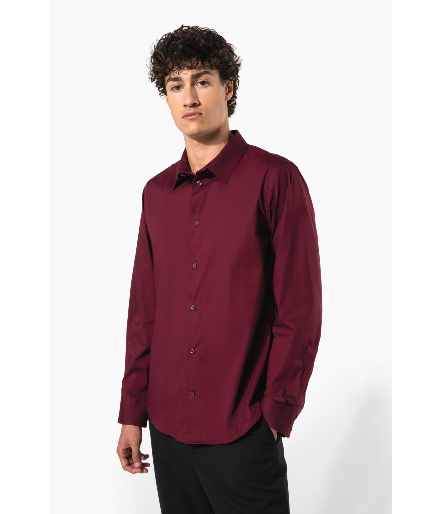 Chemise coton / élasthanne manches longues homme