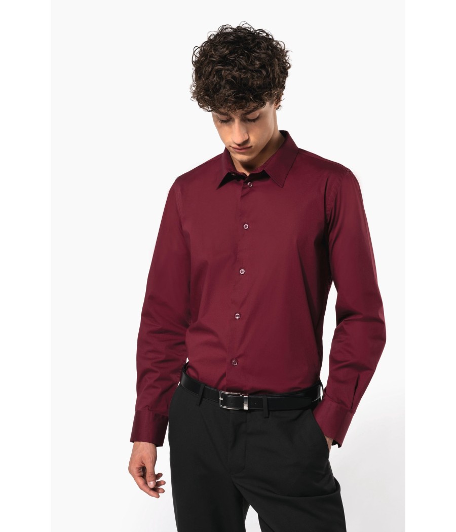 Chemise coton / élasthanne manches longues homme