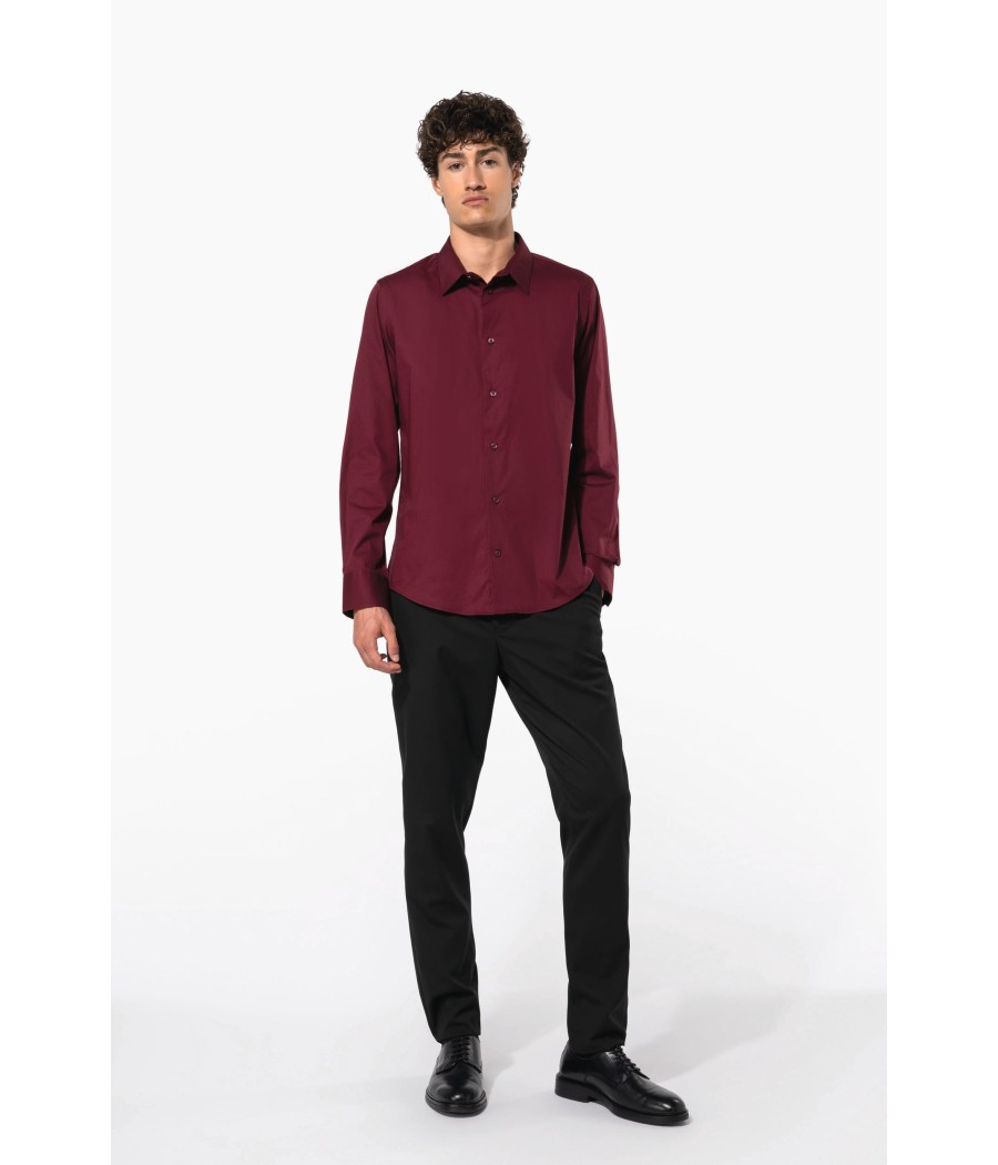 Chemise coton / élasthanne manches longues homme