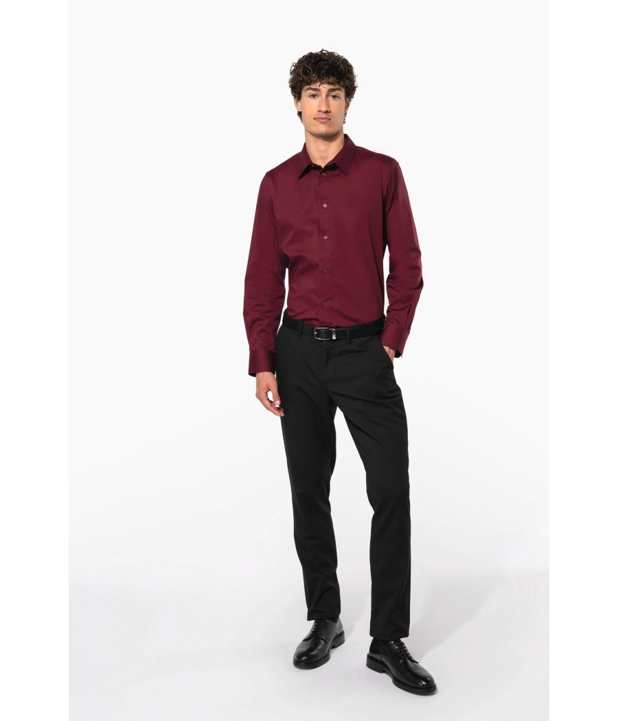 Chemise coton / élasthanne manches longues homme