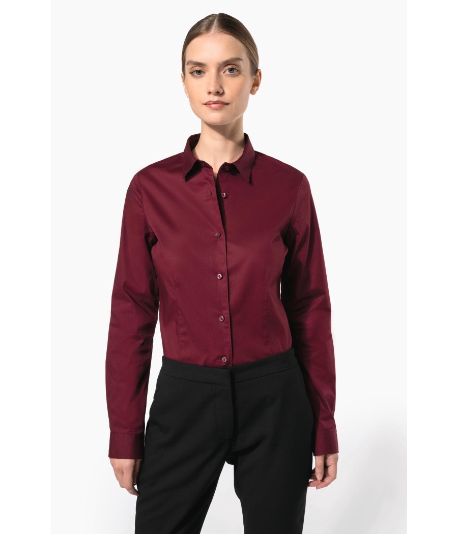 Chemise coton / élasthanne manches longues femme