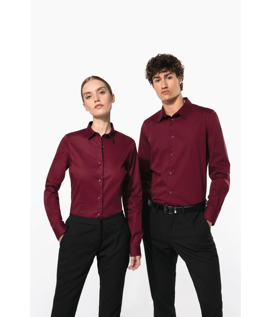 Chemise coton / élasthanne manches longues femme